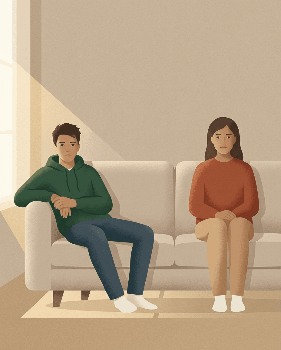 Forælder og teenager der finder et fælles sprog